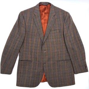 Jack Victor 44L Brown Wool Sport‎ Coat Blazer Subtle Check Made in Canada